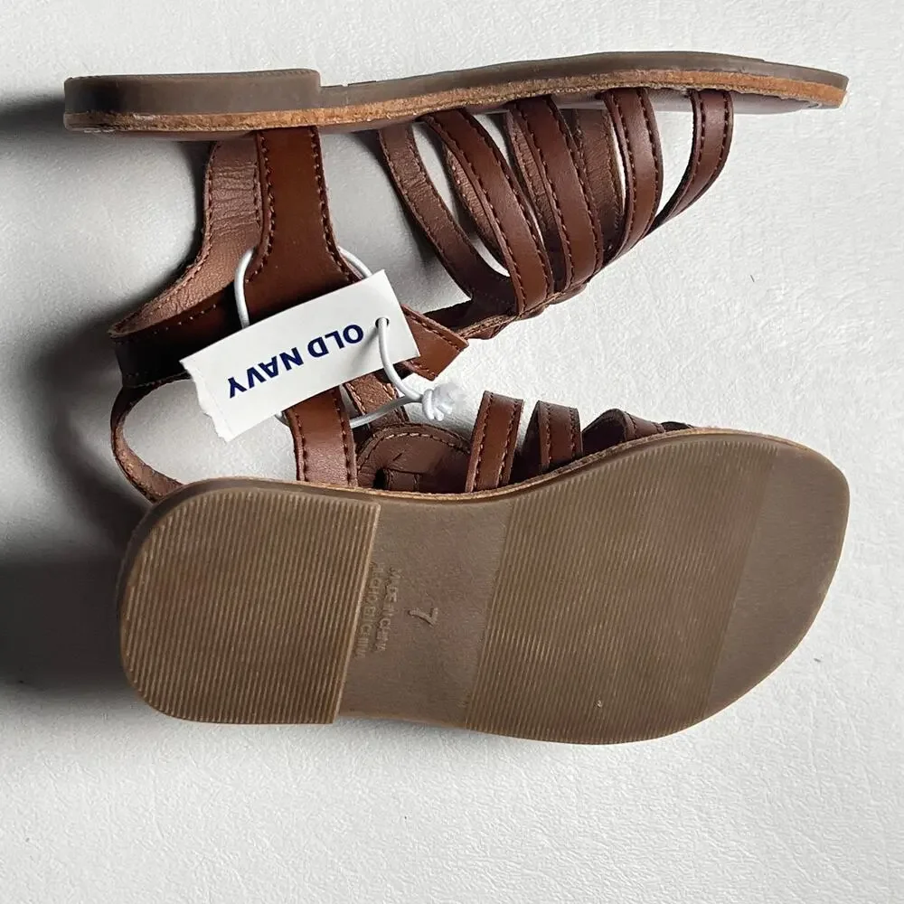 Old Navy Toddler Girl Braided Brown Strappy Sandals Sz 7